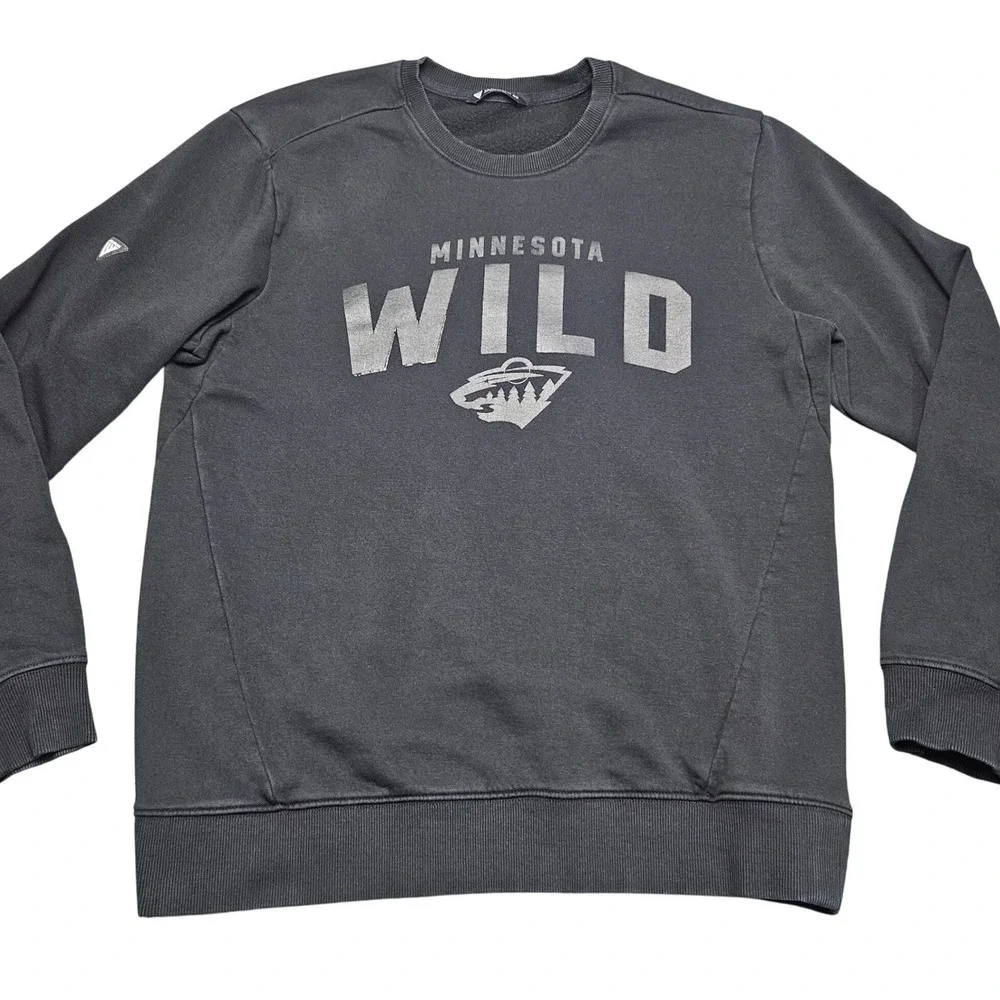 Minnesota Wild Crewneck Sweatshirt Mens Medium Black NHL Hockey Pullover Fangear - Picture 3 of 7